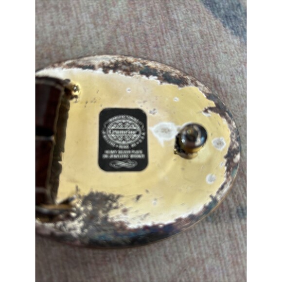 Crumrine Vintage Silver Dollar Hand Tooled Cowhide Embossed Leather Buckle 38 - Picture 4 of 6